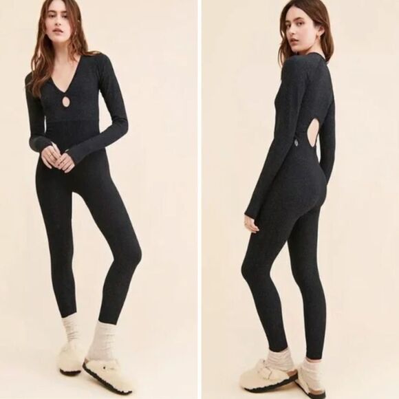NEW Free People flash forward onesie jumpsuit playsuit leotard black, XS/S - Picture 1 of 16